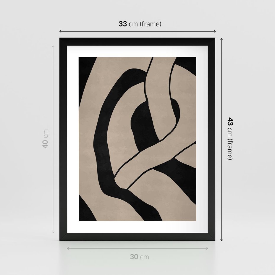 Plakat w ramie 30x40 - Obce Wariacje - abstrakcyjne linie, mroczny plakat - rama czarna