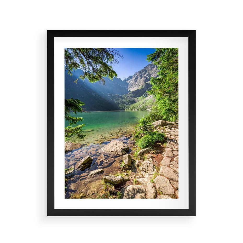 Plakat w ramie 40x50 - Mistyczna Przyroda - góry, jezioro - rama czarna