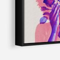 Obraz w ramie 50x50 - Kwiaty we Włosach - różowa postać, grafika - rama czarna