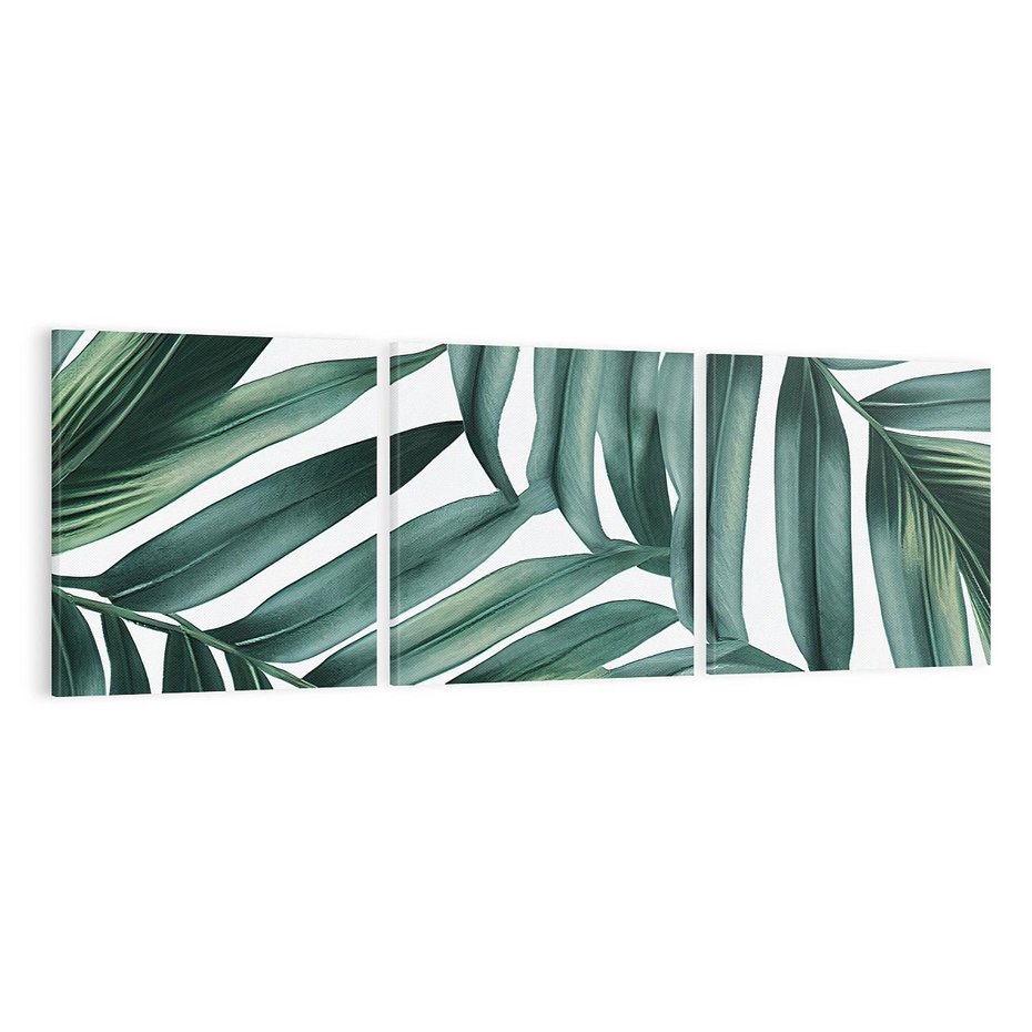 Obraz na płótnie 120x40 - Ruchome liście czasu - liście palmy, tropikalne