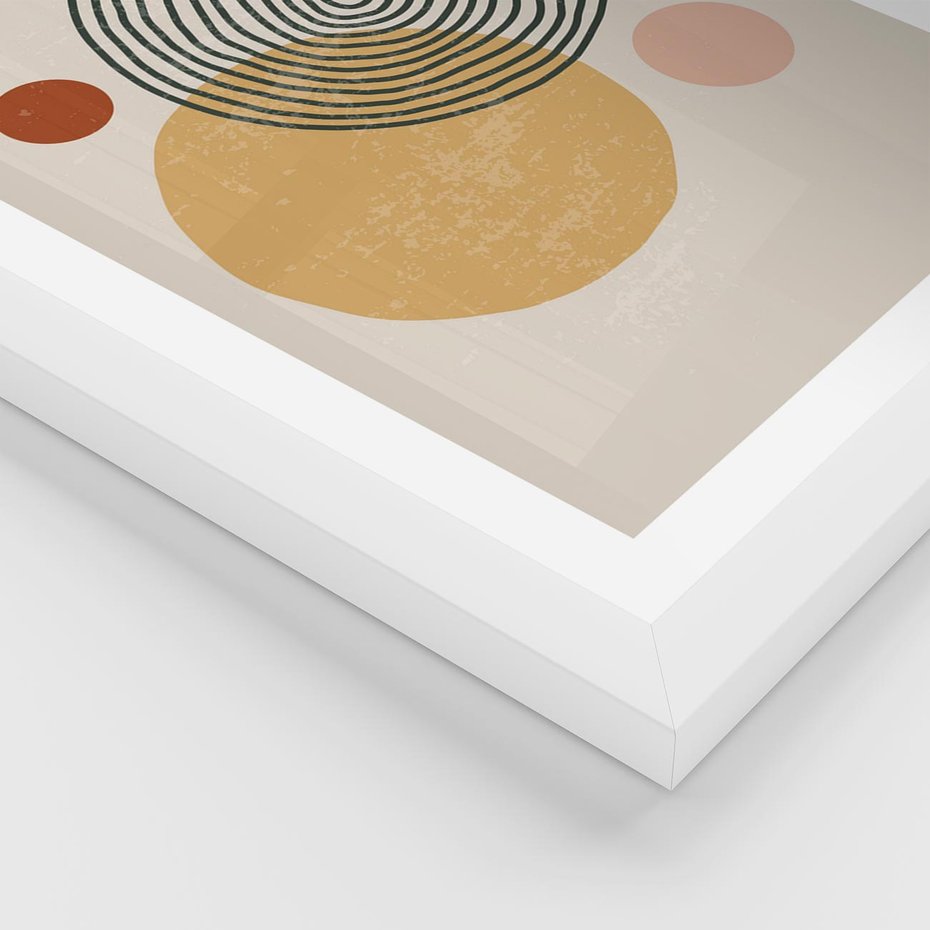 Plakat w ramie 30x40 - Boho Światło - abstrakcyjna sztuka, boho kształty - rama biała