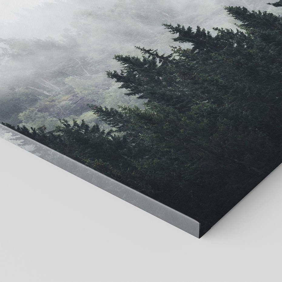 Obraz na płótnie 70x70 - Las w górach: mistyczna mgła - las, góry