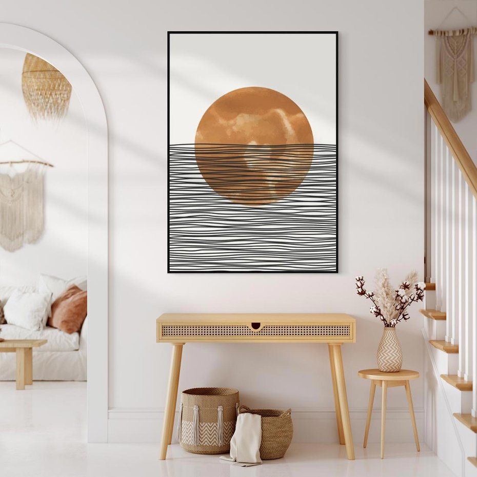 Obraz w ramie 70x100 - Okrąg Mocy - boho obraz, geometria - rama czarna