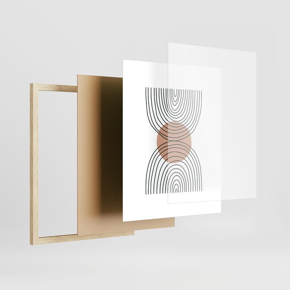Plakat w ramie 40x50 - Przenikające Widzenia - półkola, koło - rama drewno