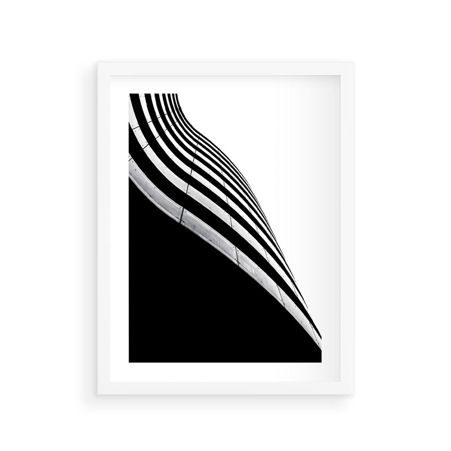 Plakat w ramie 30x40 - Architektoniczna Fala - architektura, falowany budynek - rama biała