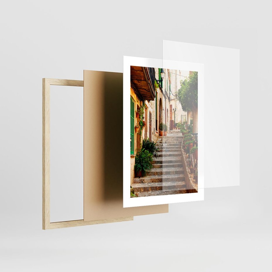 Plakat w ramie 30x40 - Uroczysta perspektywa uliczki - uliczka, perspektywa - rama drewno