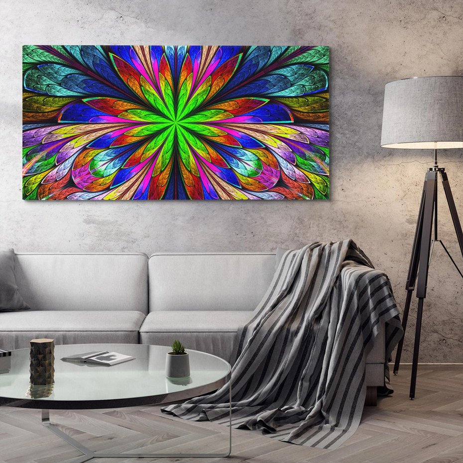 Obraz na płótnie 120x60 - Witrażowa magia na płótnie - witraż, sztuka