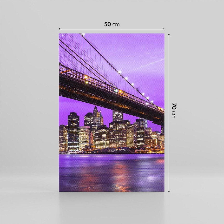 Obraz na płótnie 50x70 - Nocny Spacer po Moście Manhattan - most, Nowy Jork