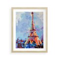 Plakat w ramie 40x50 - Paryska Wieża - olejny abstrakcyjny obraz, wieża eiffla - rama drewno