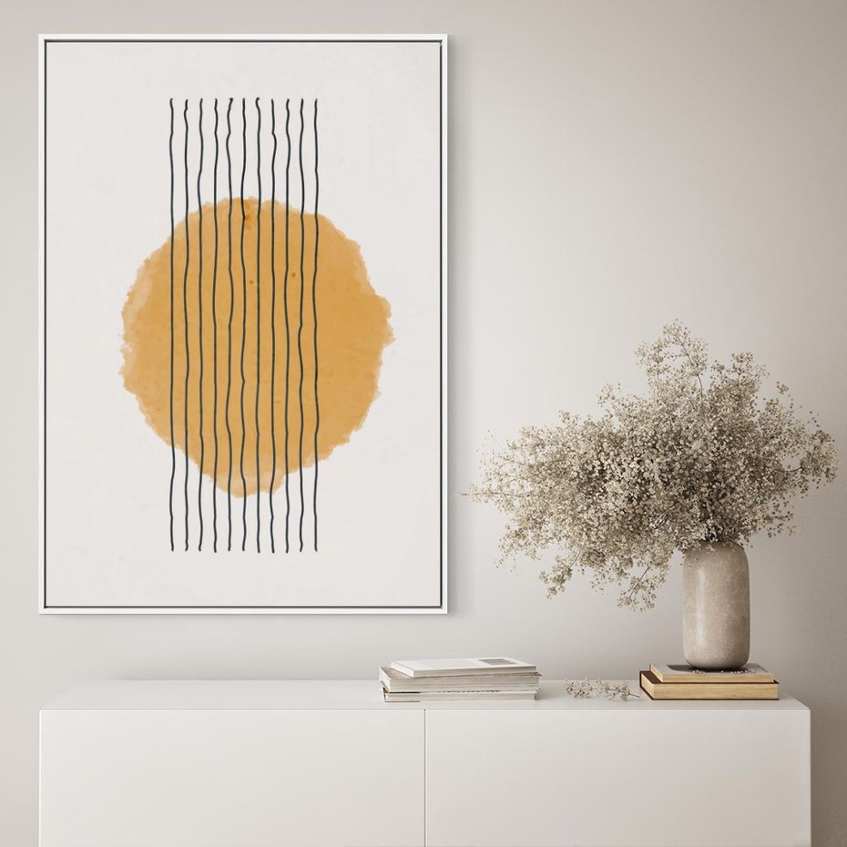 Obraz w ramie 80x120 - Taniec Emocji - abstrakcyjne akwarelowe plamy, nieregularne kreski - rama biała