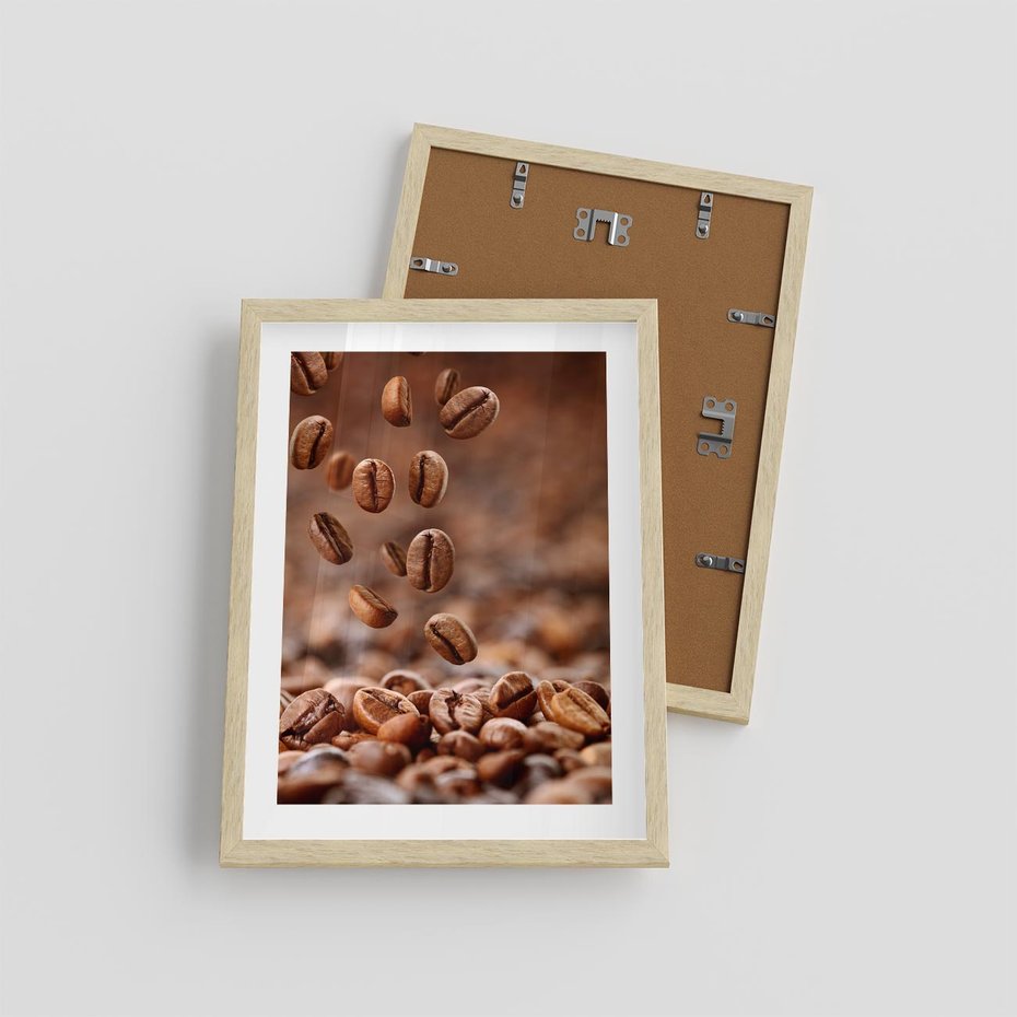 Plakat w ramie 30x40 - Kawiarniana atmosfera kawy - kawa, kawiarnia - rama drewno