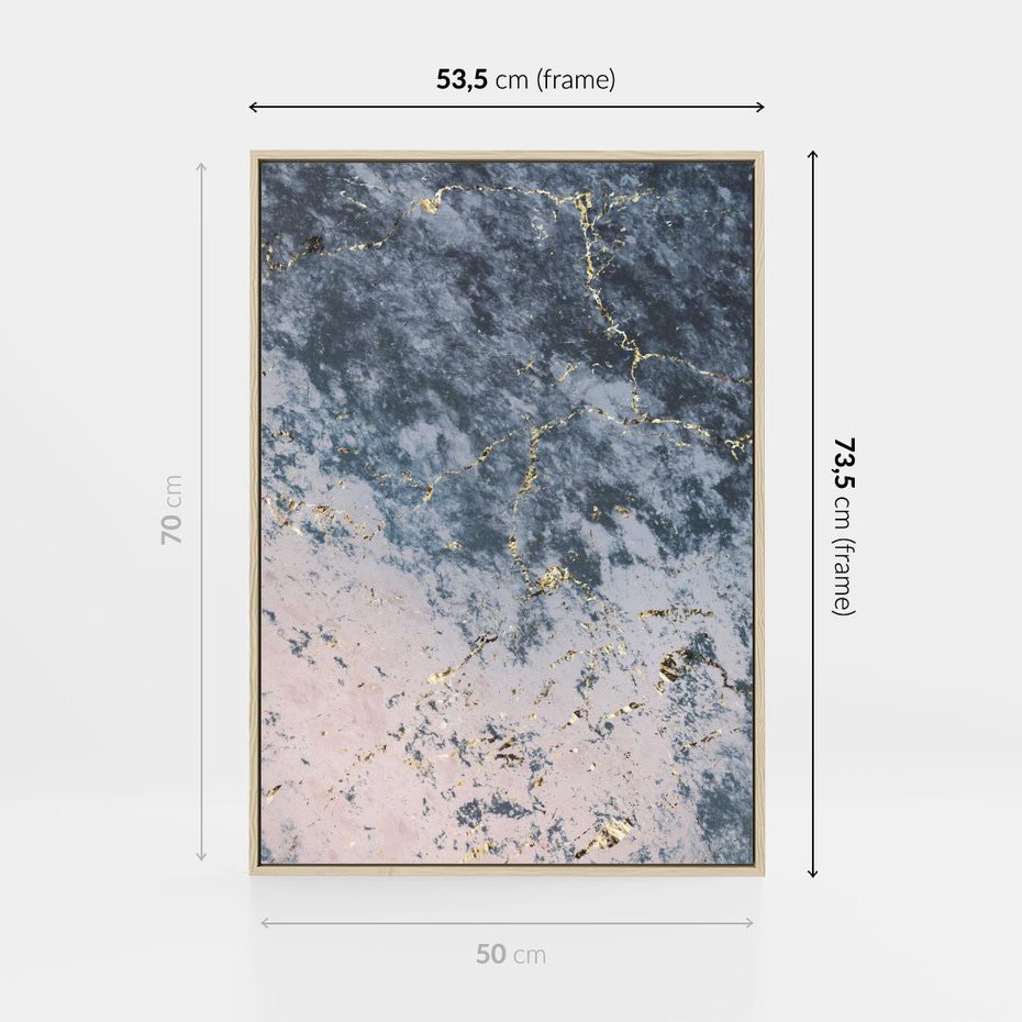 Obraz w ramie 50x70 - Elegancja i Wyrafinowanie - marmur, złoto - rama drewno