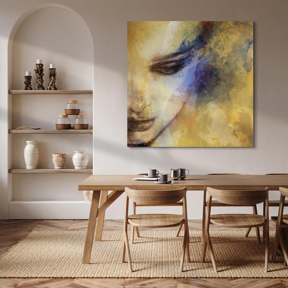 Obraz na płótnie 80x80 - Graficzna ekspresja kobiecego portretu - portret, grafika