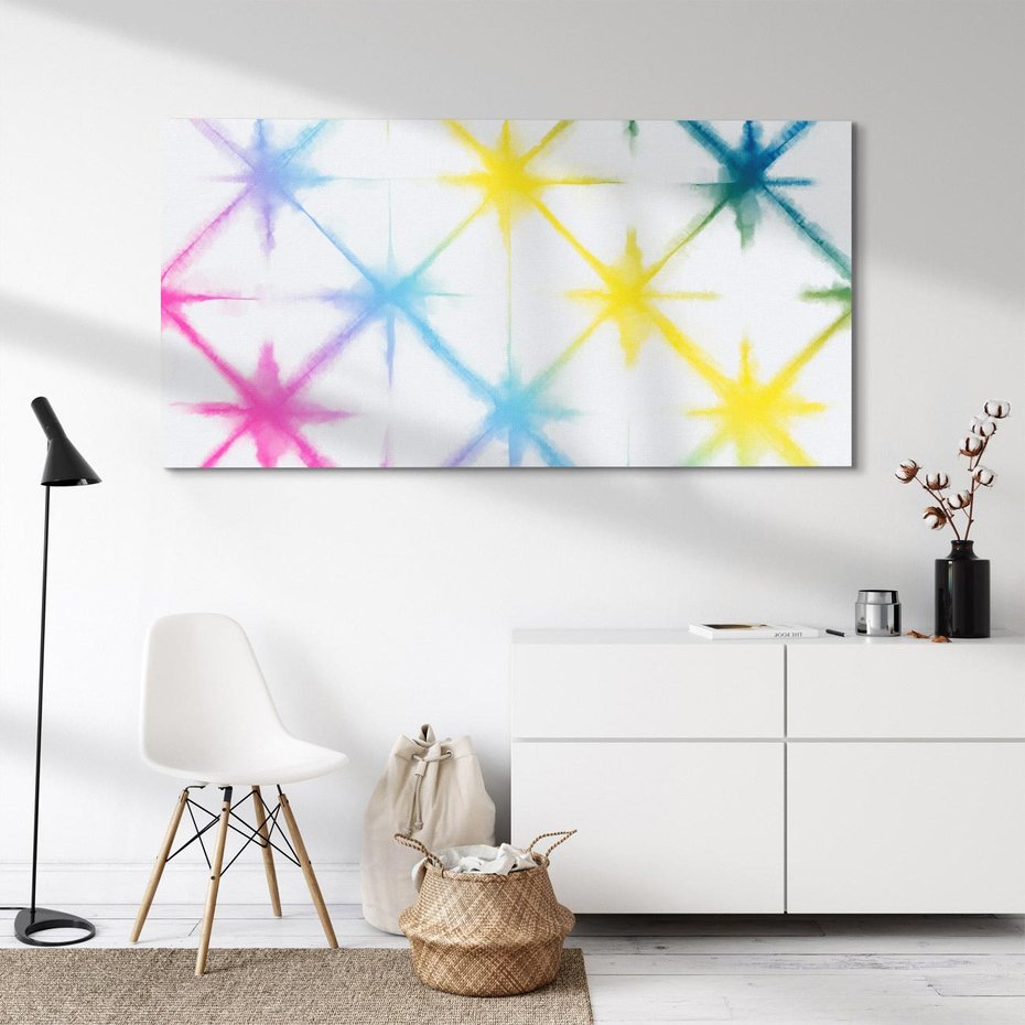 Obraz na płótnie 120x60 - Wibracje podświadomego hałasu - tęczowe kolorowe plamy, wybuchy