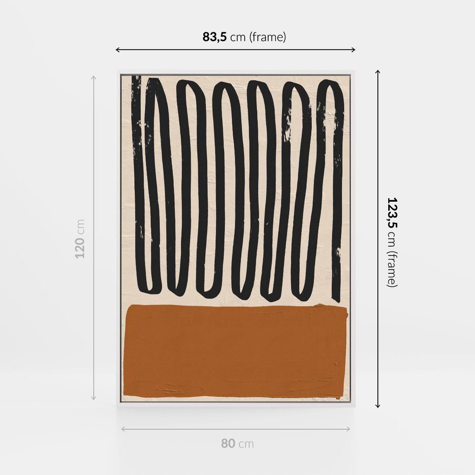 Obraz w ramie 80x120 - Boho Impulsy Kreatywności - abstrakcyjny plakat, brąz - rama biała