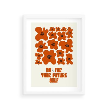 Plakat w ramie 30x40 - Taniec Kolorowych Promieni - self care, kompozycja kwiaty - rama biała