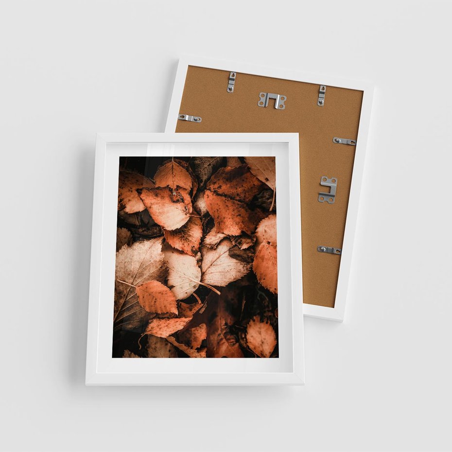 Plakat w ramie 40x50 - Jesienna Paleta - liście, jesień - rama biała