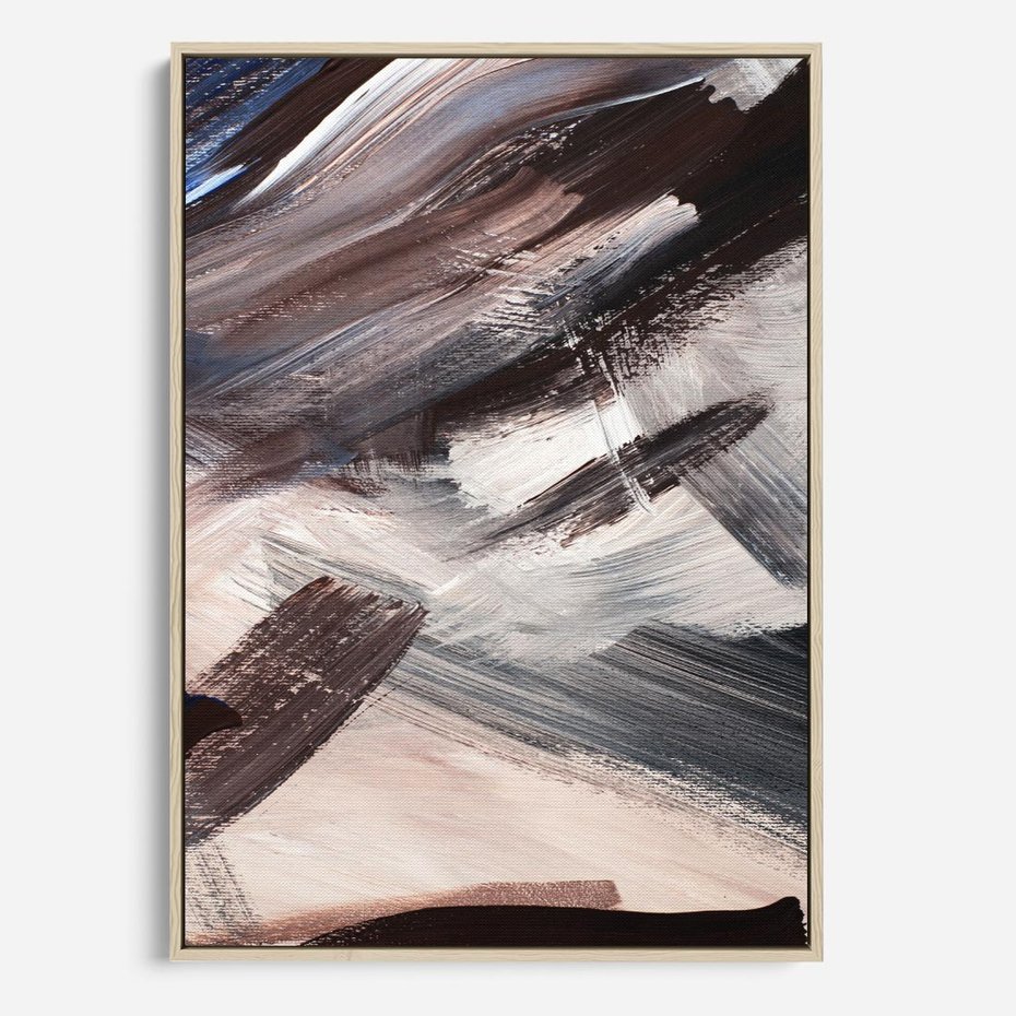 Obraz w ramie 80x120 - Eksploracja Dramaturgii - abstrakcyjny chaos, chatyczne maźnięcia pędzla - rama drewno