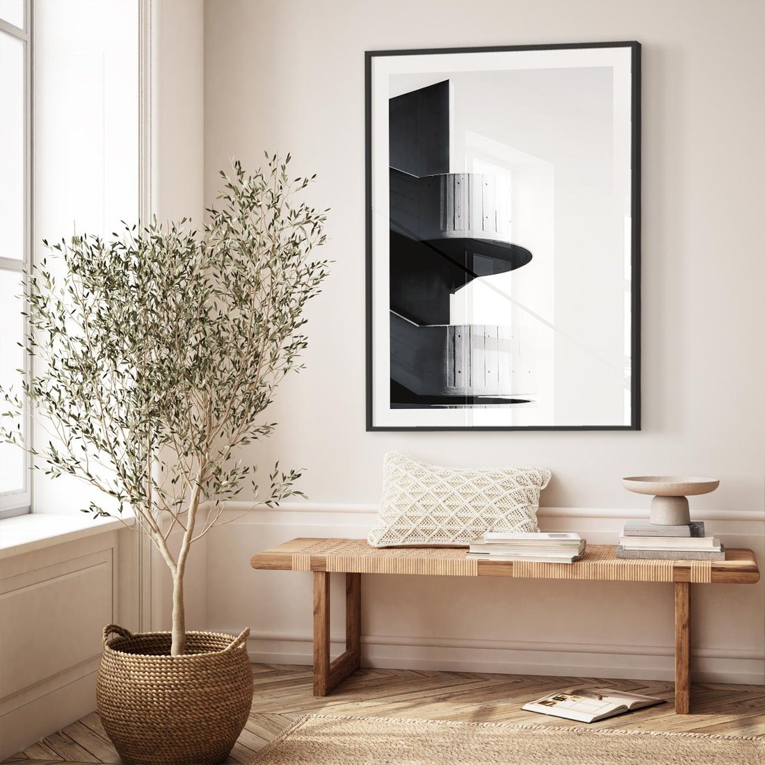 Plakat w ramie 40x50 - Elegancja Współczesności - architektura, nowoczesne formy - rama czarna