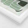 Plakat w ramie 40x50 - Zielona Równowaga - abstrakcyjny zielony ślimak, skandynawski design - rama biała