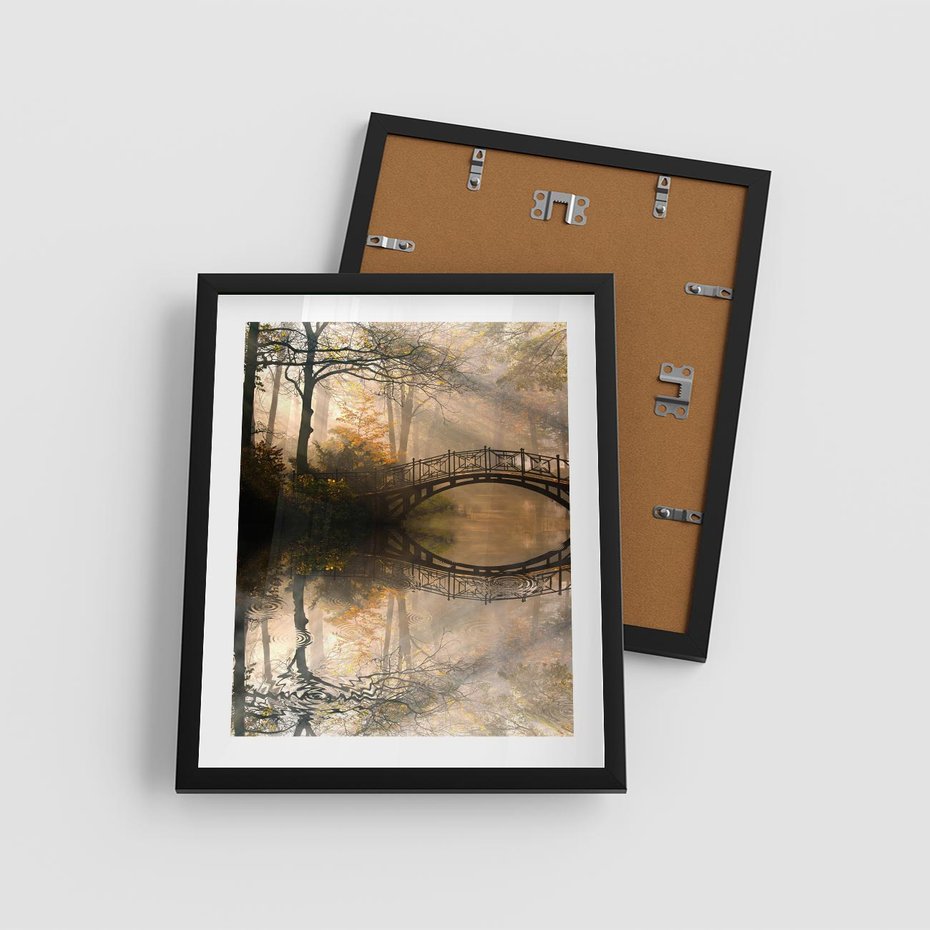 Plakat w ramie 40x50 - Romantyczny Mostek - mostek, romantyczny - rama czarna