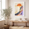 Plakat bez ramy 21x30 - Pomarańczowy Horyzont - pastelowy krajobraz, nowoczesny plakat