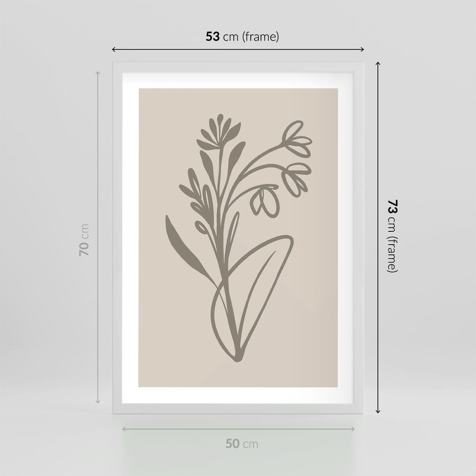 Plakat w ramie 50x70 - Kwiatowe Spektrum - nowoczesny plakat, subtelna sztuka - rama biała