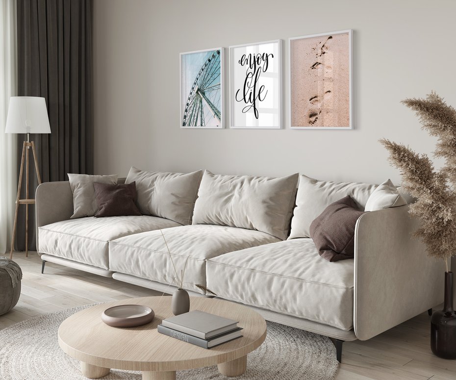 Zestaw obrazy w ramie 40x50 galeria - Wakacje, lato, pozytywny, cytat - rama biała