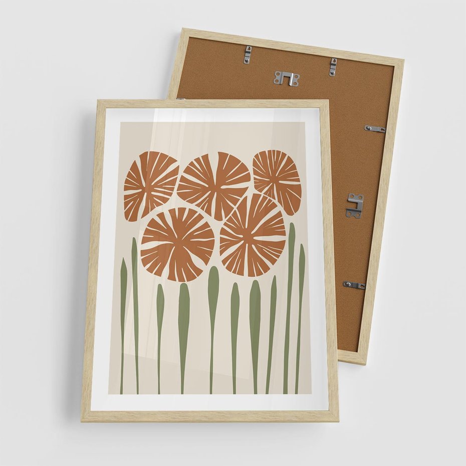 Plakat w ramie 50x70 - Akwarelowe Echa Przyrody - kwiaty, nowoczesny plakat - rama drewno