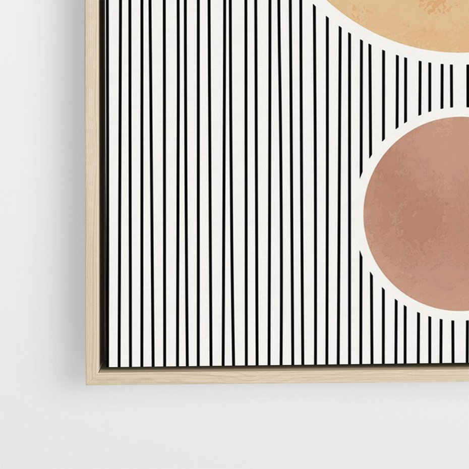 Obraz w ramie 70x100 - Taniec Linii - abstrakcyjna nowoczesna sztuka, koła okręgi - rama drewno