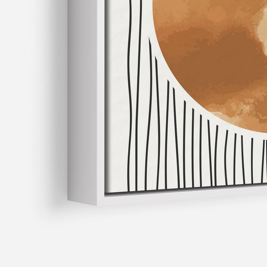 Obraz w ramie 50x50 - Eteryczne Krągłe Echa - boho obraz, geometria - rama biała