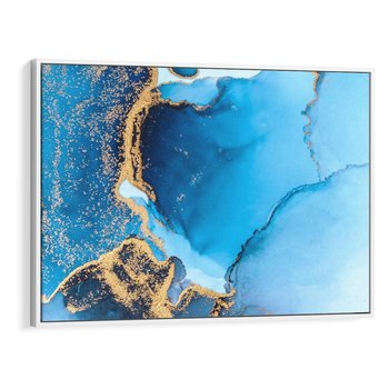 Obraz w ramie 120x80 - Elegancja i Wyrafinowanie - marmur, złoto - rama biała