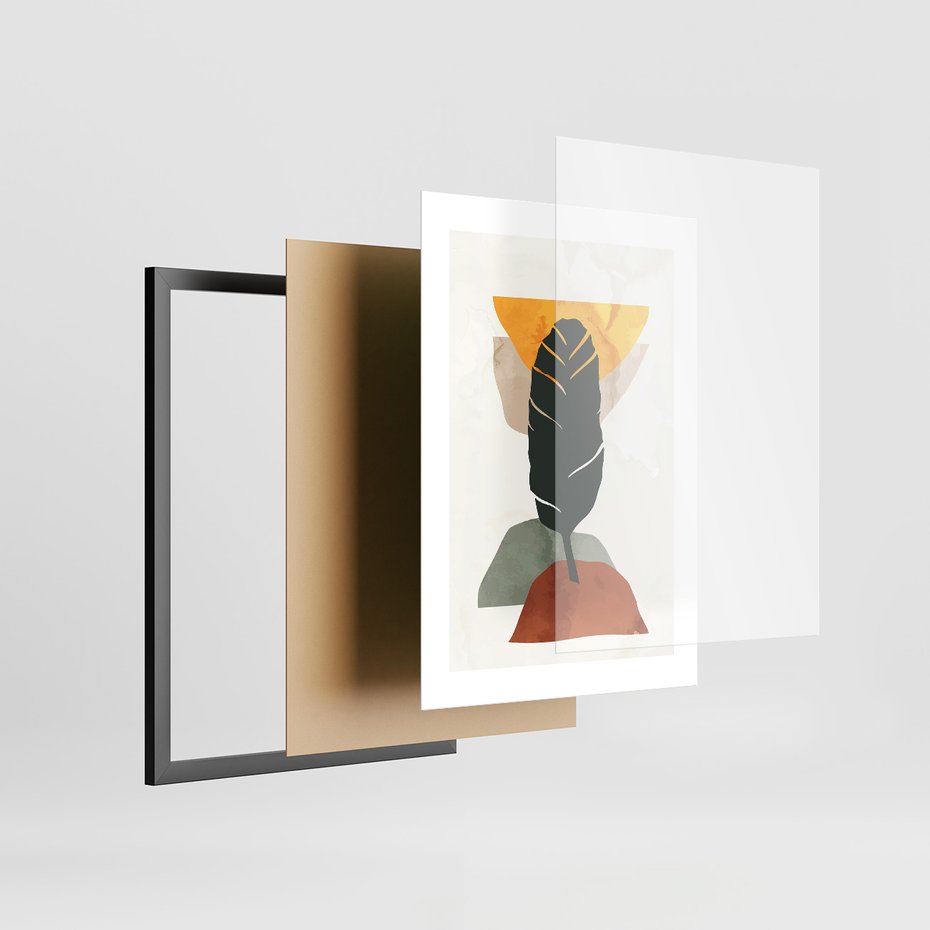 Zestaw obrazy w ramie 40x50 galeria - Liście, boho, palma - rama czarna