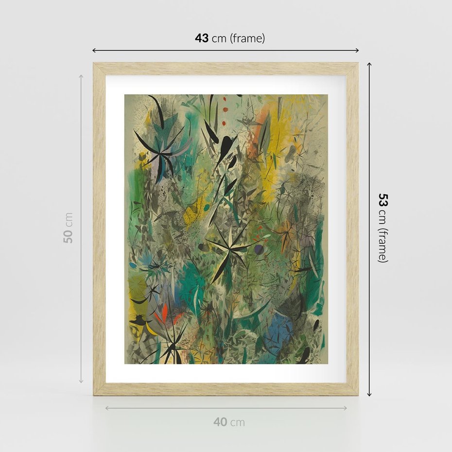 Plakat w ramie 40x50 - Tajemnicze Konstrukcje Form - abstrakcyjny obraz, mnogość kolorów - rama drewno