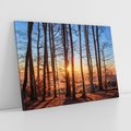 Obraz na płótnie 120x80 - Zachód słońca w jesiennym lesie - zachód słońca,