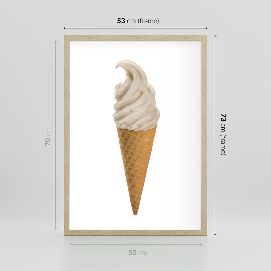 Plakat w ramie 50x70 - Rozkoszna Chłodząca Radość - lody, lód - rama drewno