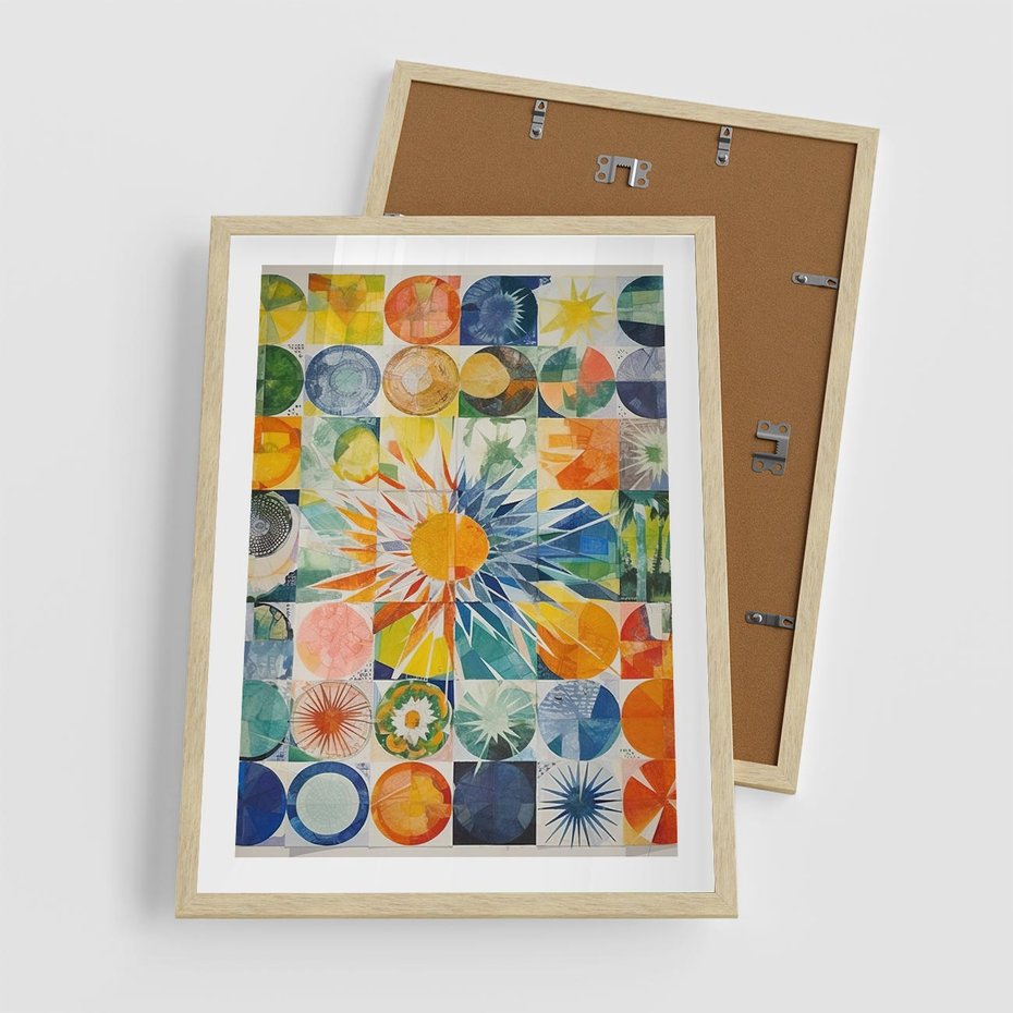 Plakat w ramie 50x70 - Rozkwitające Wzory Abstrakcji - abstrakcyjny obraz, mnogość kolorów - rama drewno