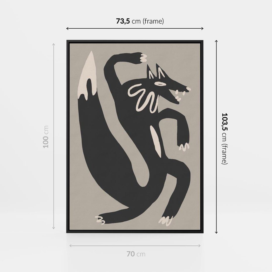 Obraz w ramie 70x100 - Strukturalne Odbicia Północy - skandynawska sztuka, lis - rama czarna