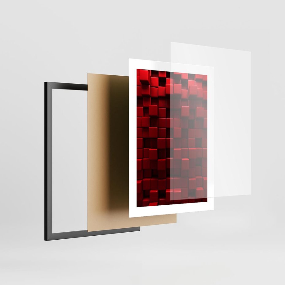 Plakat w ramie 30x40 - Geometryczne 3D: wizja przestrzeni - geometryczne, 3D - rama czarna