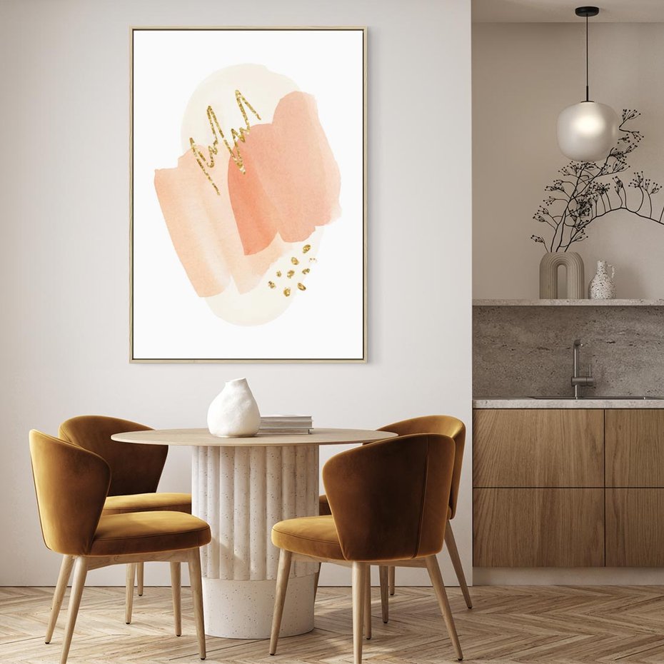 Obraz w ramie 80x120 - Rozbijające Plamy - abstrakcyjne akwarelowe plamy, minimalizm - rama drewno