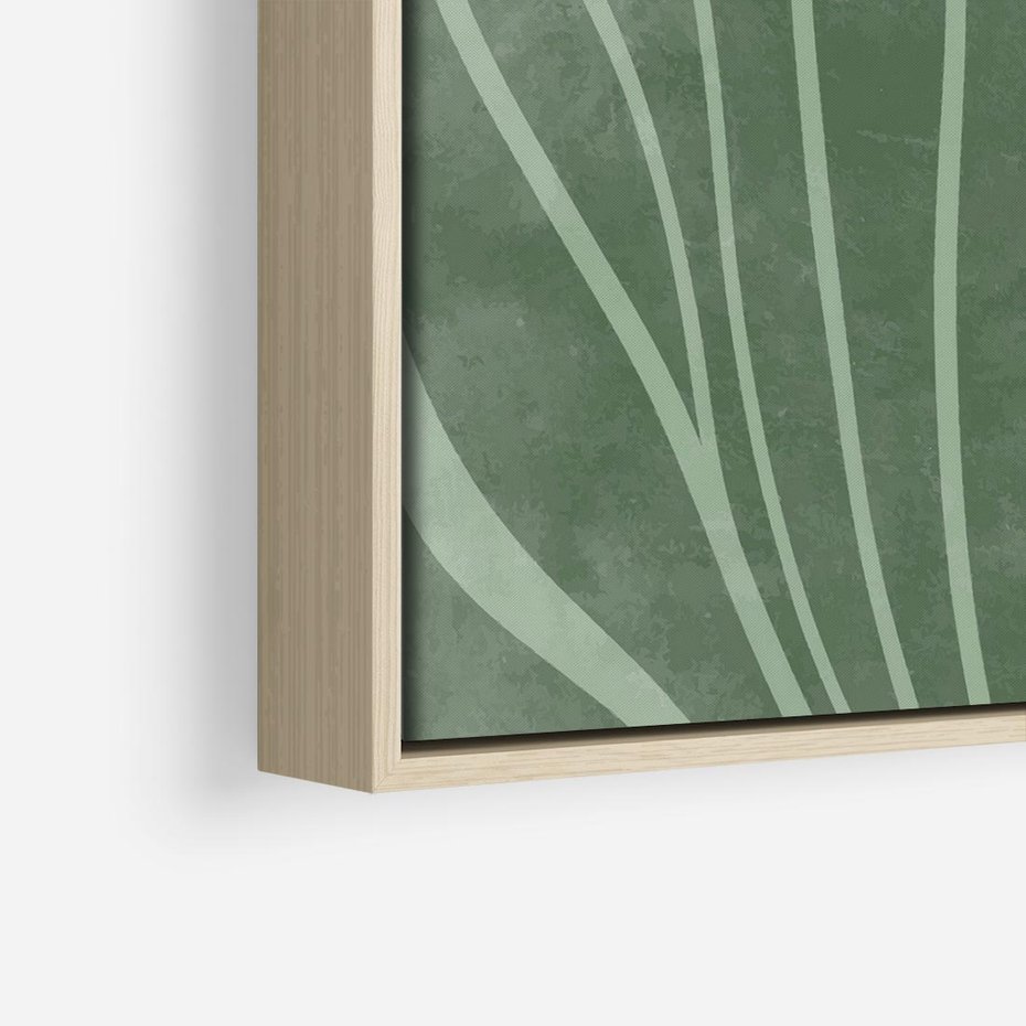 Obraz w ramie 80x80 - Zieleń Kształtująca Spokój - zielony plakat, roślinne inspiracje - rama drewno
