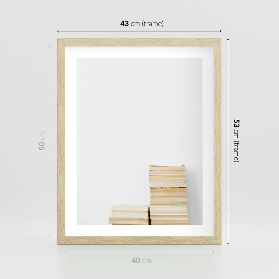 Plakat w ramie 40x50 - Stos Zakurzonych Opowieści - stos książek, ksiązki na stosie - rama drewno