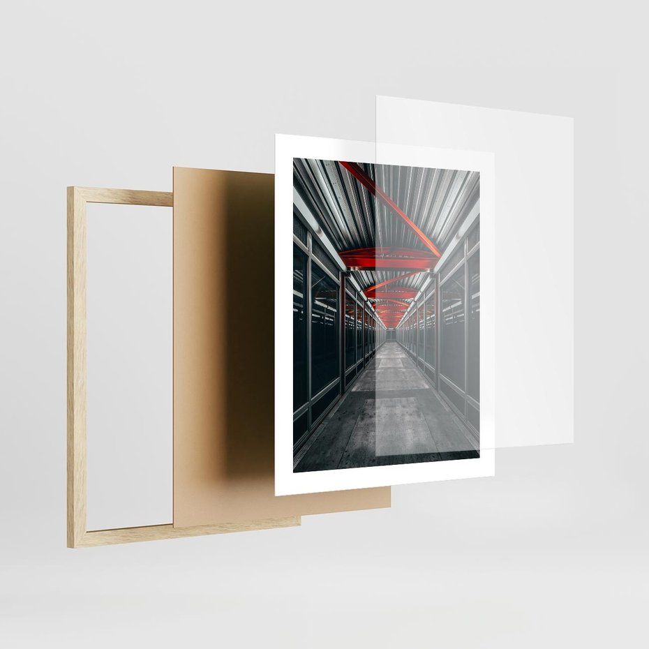 Plakat w ramie 40x50 - Nieskończoność Przestrzeni - korytarz, perspektywa - rama drewno