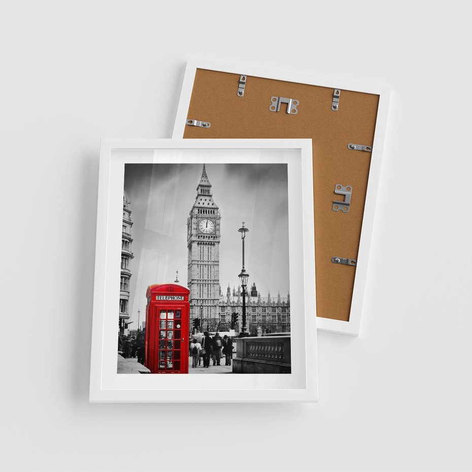 Plakat w ramie 40x50 - Ikoniczny Big Ben w Londynie - Big Ben, Londyn - rama biała