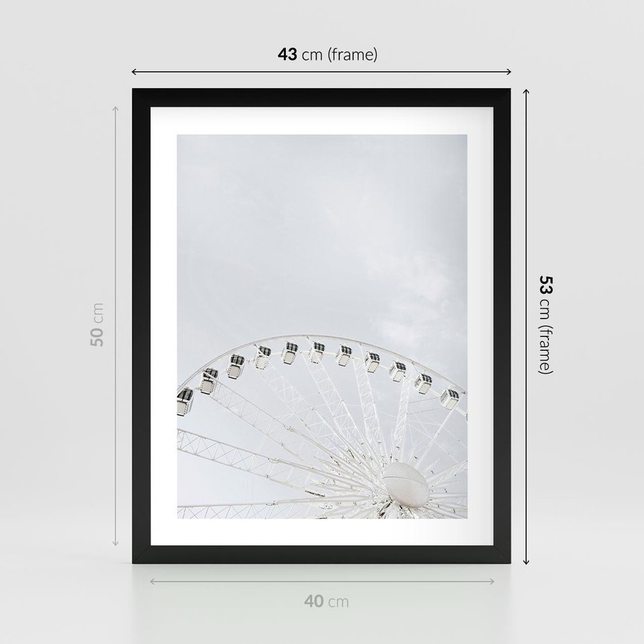 Plakat w ramie 40x50 - Karuzela Młyńska: Nostalgiczne Koło - młyńskie koło, karuzela - rama czarna