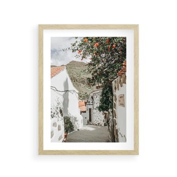 Plakat w ramie 40x50 - Południe Europy - śródziemnomorski krajobraz, uliczka we włoszech - rama drewno