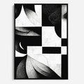 Obraz w ramie 70x100 - Harmonia świateł i cieni - abstrakcja czarno biała, geometria - rama czarna