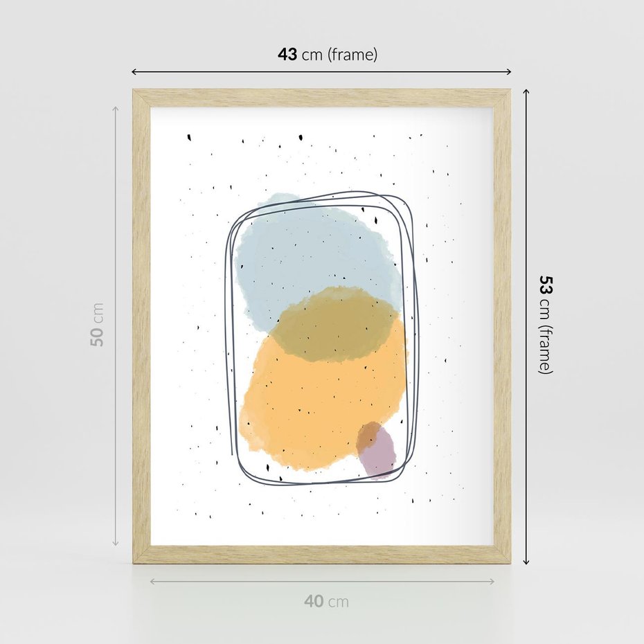 Plakat w ramie 40x50 - Wibracje Linii - abstrakcyjna kompozycja, jak ręcznie malowana - rama drewno