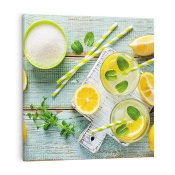 Obraz na płótnie 70x70 - Cytrynowe Orzeźwienie - cytryny, lemoniada