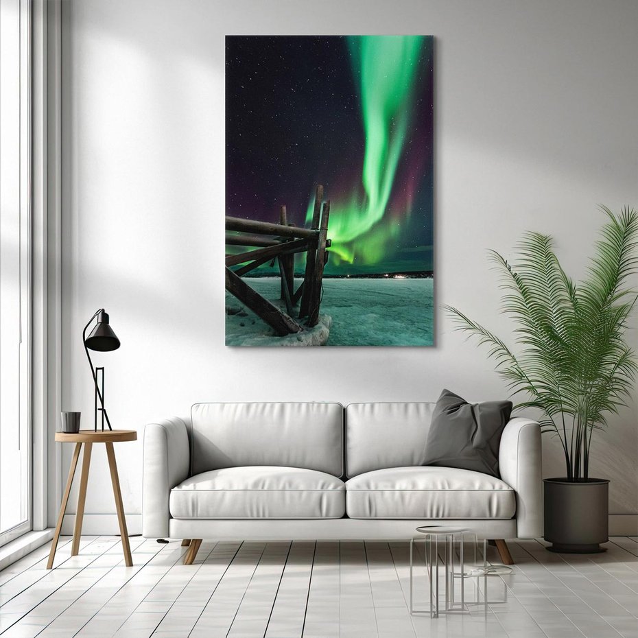 Obraz na płótnie 70x100 - Zorza polarna w tajemniczej nocnej przestrzeni - zorza, polarna